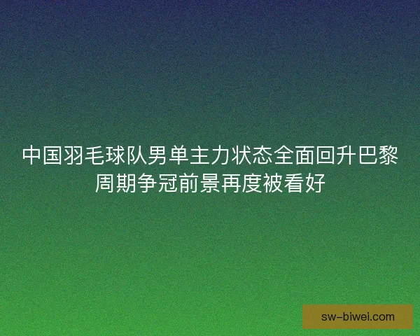 中国羽毛球队男单主力状态全面回升巴黎周期争冠前景再度被看好
